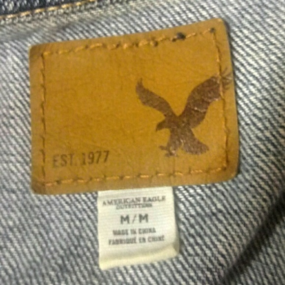 American Eagle Outfitters Blue Stone Wash  Sleeveless Button Down Jean Vest - Picture 7 of 7